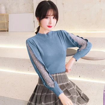 

New 2019 Autumn Winter Sexy Women Hollow Out Sweater Knit Shirt Bottoming Shirt Tops Korean Style Loose Casual Jumper Sweater