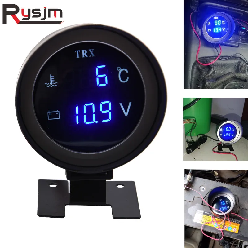 12v/24v Round Lcd Digital Car Truck Lcd Digital Water Temperature Gauge