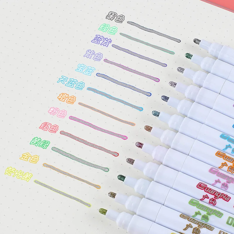 

Metallic Double Lines OutLine Pen Set Art Upplies Markers Greeting Card Drawing Pens for Scrapbooking Album Painting Paper