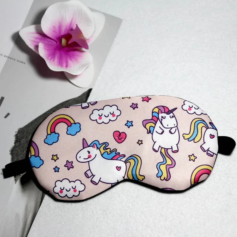 Cute Unicorn Sleeping Eye Mask Cartoon Blindfold Eye Cover Soft Cover For Girl Kid Teen Traveling Sleep Eyeshade Party Gift