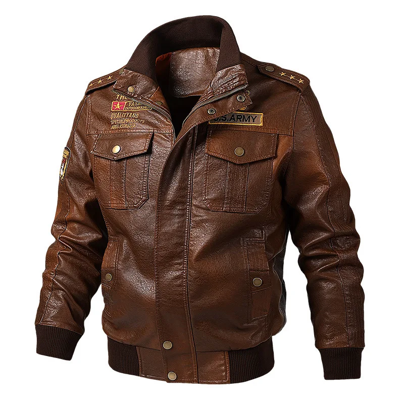 

2019 Spring New Style Stand Collar Sportsman Locomotive Leather Coat Washing PU Leather Jacket Fashion