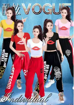 

Korean hip-hop hip-hop hip-hop suit ins tide jazz dance clothing modern dance uniforms loose dance two-piece set of women