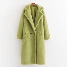RR двубортные однотонные пальто для женщин модные куртки из искусственного меха ягненка женские элегантные толстые длинные пальто женские JH