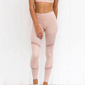 

Women Pink Leggings Work Out Spring Ankle-length Softe Mesh Legging Stitching Hollow Slim Push Up Lady's Legging Feminino #T2G