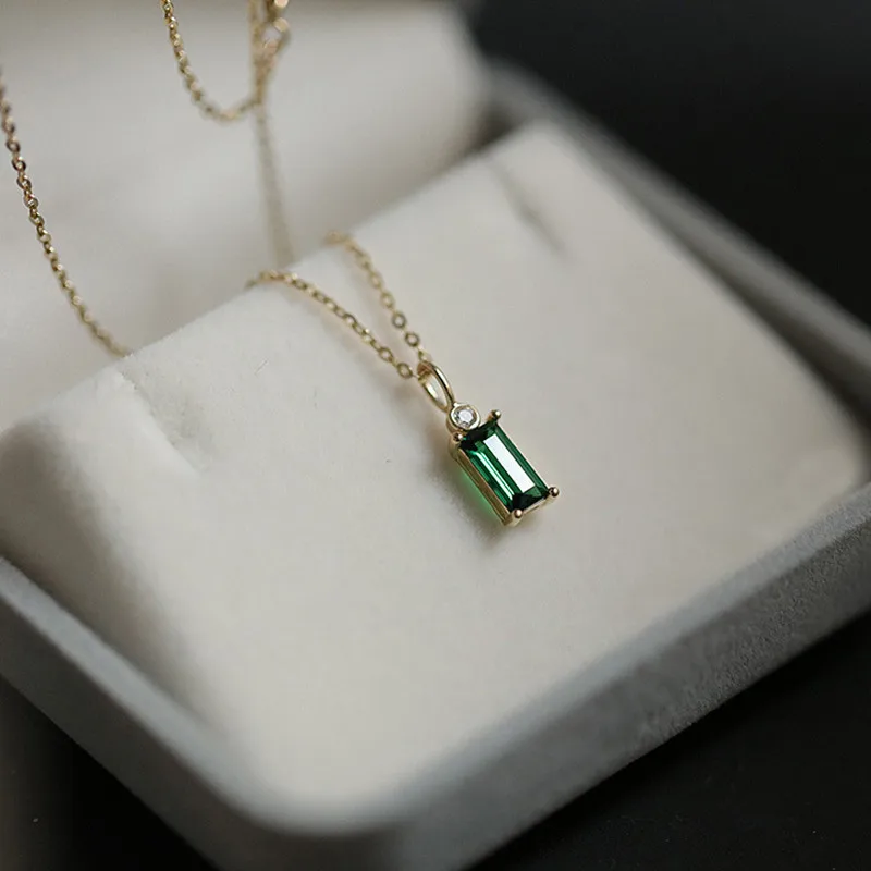 CCFJOYAS 925 Стерлинговое Серебро 14K позолоченное изумрудно-зеленое прямоугольное