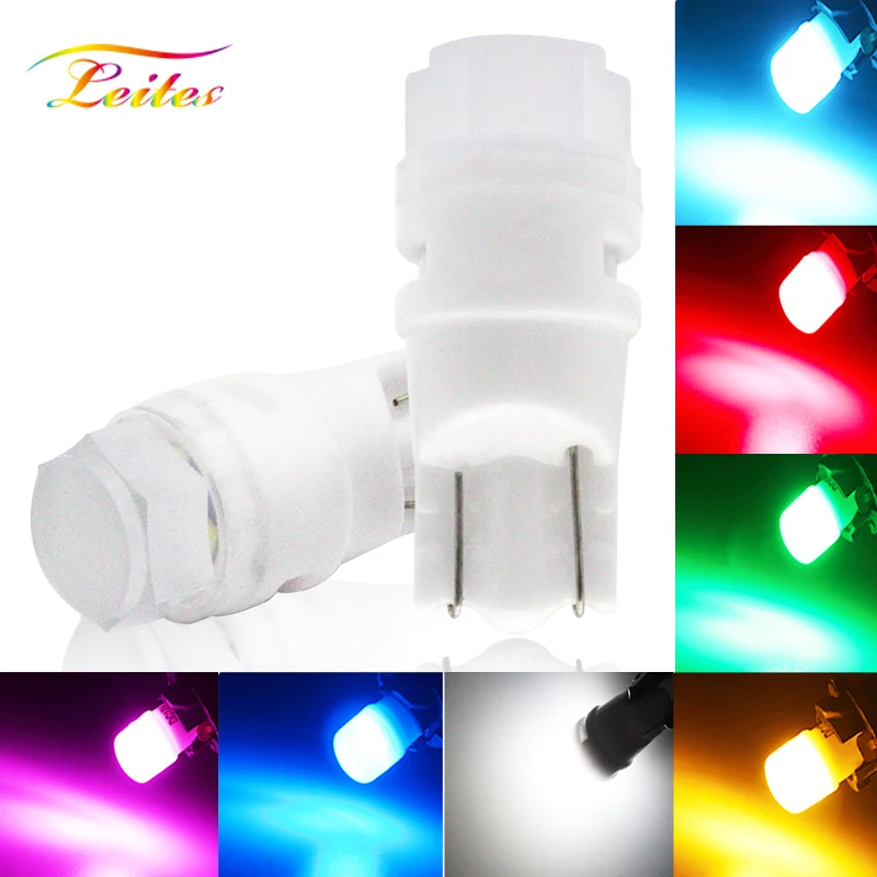 

100PCS W5W T10 3D LED Ceramic lens White Red Blue Yellow LED 194 168 Heat durable Wedge Side License Plate Light Lamp DC 12V