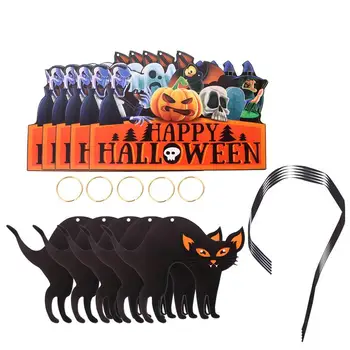 

5pcs Pendant Halloween Black Cat Scary Hanging Ornaments Hanging Pendant Ornaments Party Decor for Window Home Store Mall