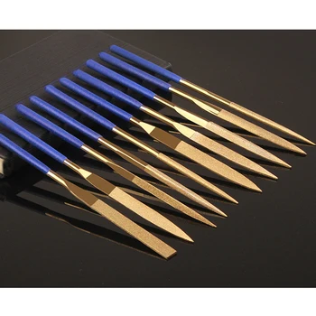 

10Pcs 4mm Titanium Coating Diamond Polishing File Woodworking Trimming File Set Abrasive Tools High Quality