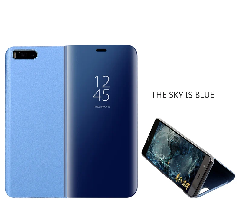 Для OPPO Real me 5 Чехол Realme5 чехол роскошный зеркальный флип-стенд смарт-чехол для OPPO Realme5 Pro Чехол Fundas Capa Shell - Цвет: Blue