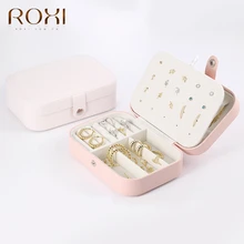 ROXI-caja de almacenamiento de joyería de cuero PU multifunción, caja de almacenamiento, anillo, pendiente, estuche de exposición, cajas de almacenamiento para mujeres y niñas, joyero rosa y blanco