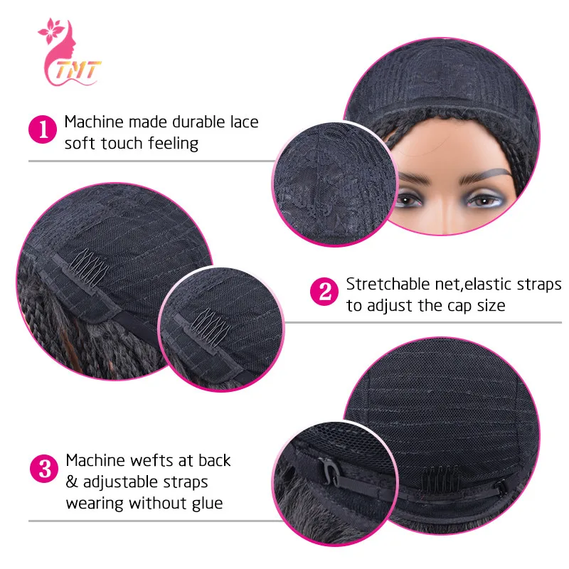 Long Straight Braided Wigs Synthetic Box Braid Wig For Black Women 26'' Machine Made Black Blonde Brown Crochect Braiding Wig