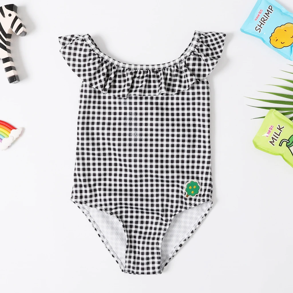 Новый слитный купальник для маленьких девочек боди в классическом стиле черный с