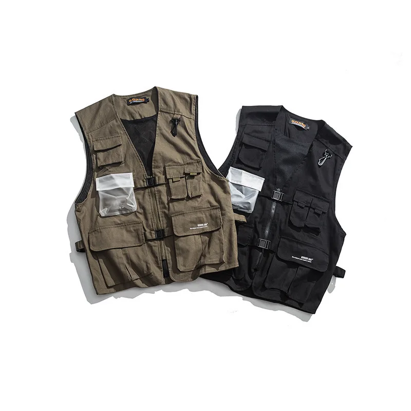 

2019 New Style Europe And America Street Fashion Workwear Men's Casual Vest Sleeveless Loose-Fit MEN'S Coat Jacket