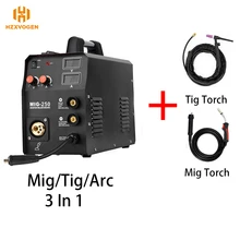 HZXVOGEN – Machine à souder 3 en 1, 220V, MIG 250, TIG ARC, avec connecteur 10-25mm, torche TIG WP17V