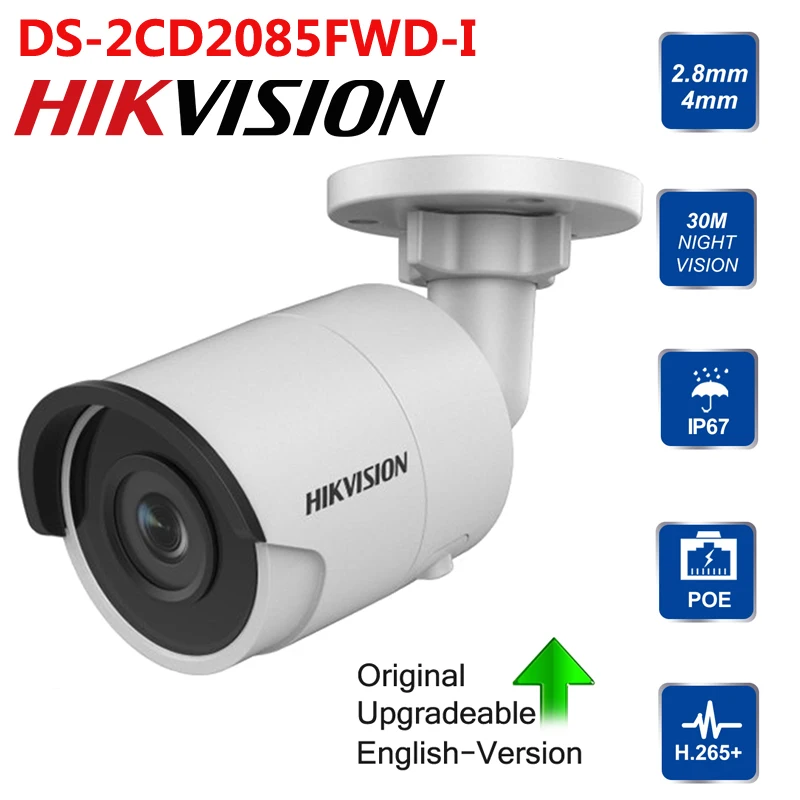 IP Camera HIK Original English DS-2CD2085FWD-I 8MP H.265 Bullet 3D DNR Network Security with High Resolution 3840 * 2160 | Безопасность