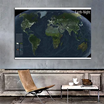 

World Atlases Maps 225*150cm World Map Earth at night 2004 Wall Sticker Posters and Prints for Room Office School supplies