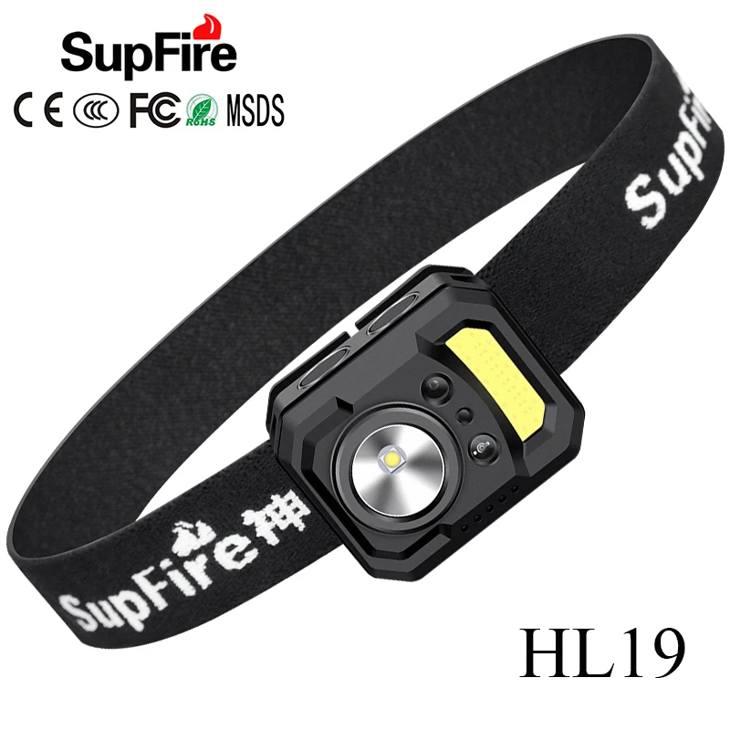 Светодиодный налобный фонарь Supfire HL19 EDC светильник + COB 1000 лм для рыбалки кемпинга