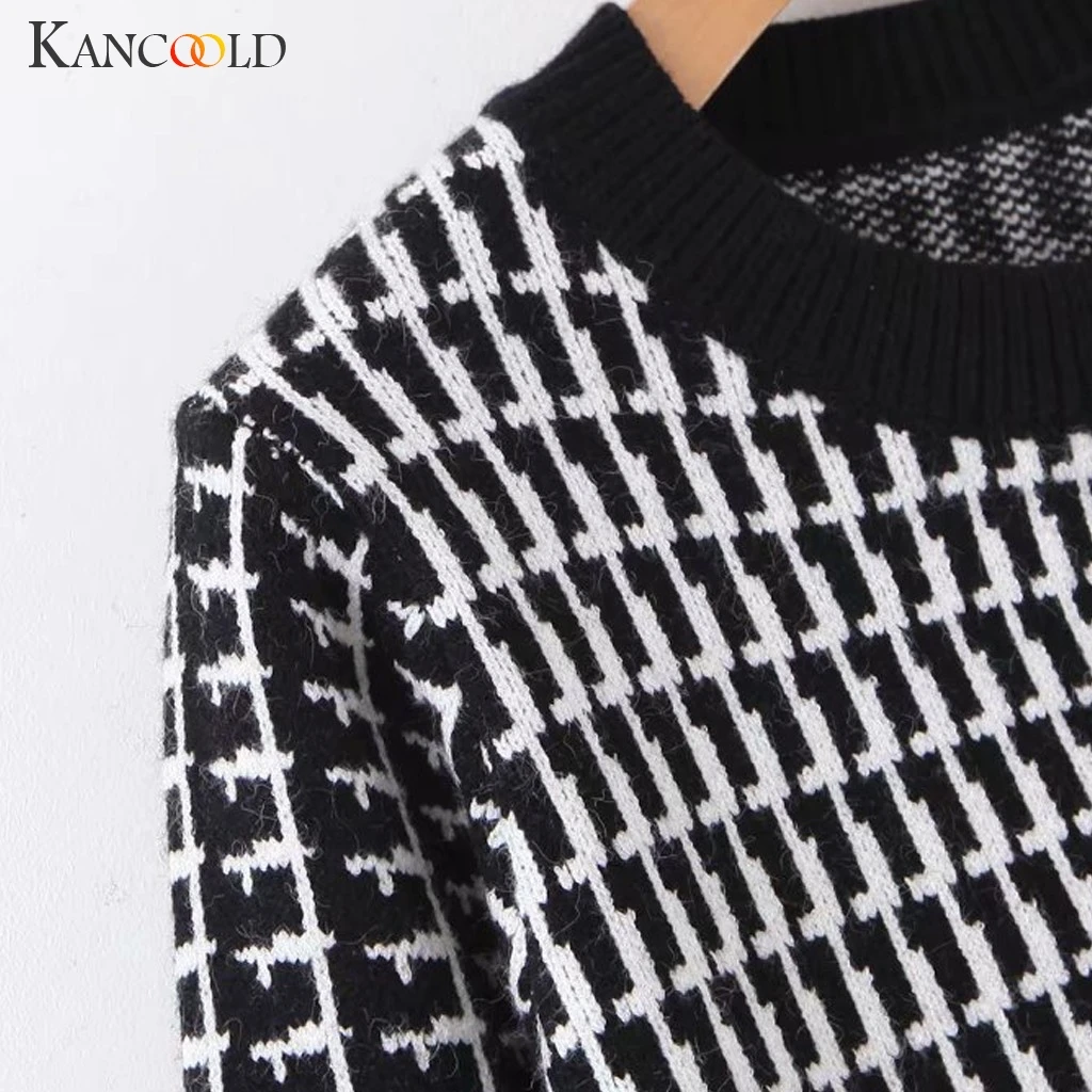 KANCOOLD пальто для женщин, Модный Полосатый Топ с длинным рукавом, клетчатый свитер с круглым вырезом и пуговицами, новые пальто и куртки для женщин 2019AUG26