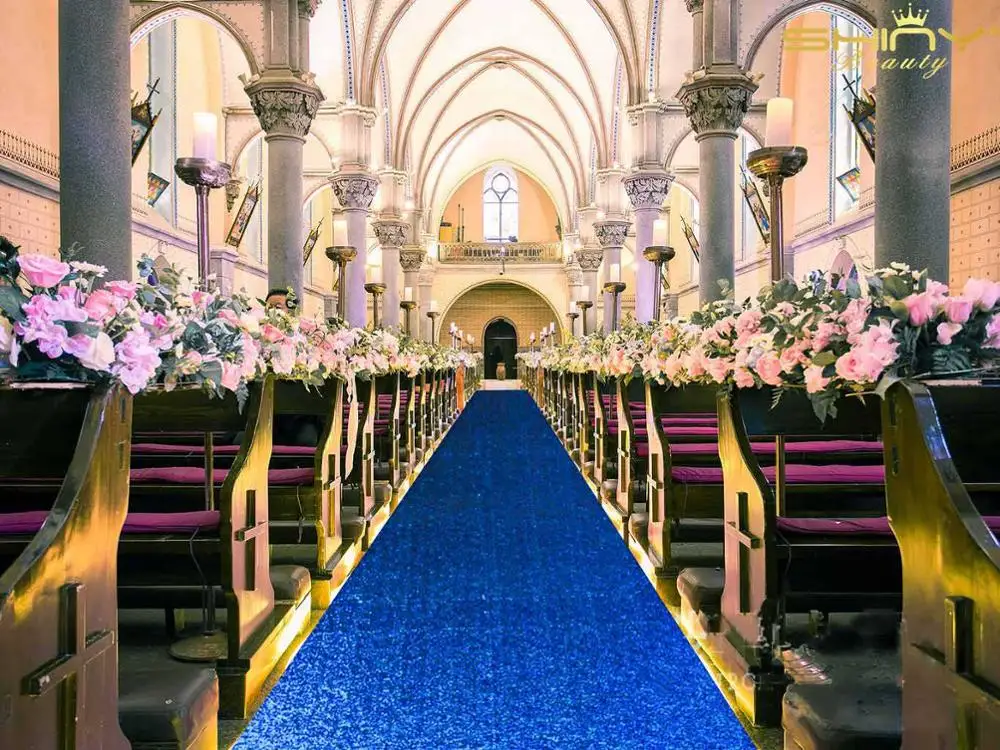 2FTX15FT-Sequin проходу бегун серебряные свадебные коврики прохода ковровые дорожки для свадьбы/Рождество/День благодарения Decor-M1024 - Цвет: Royal Blue