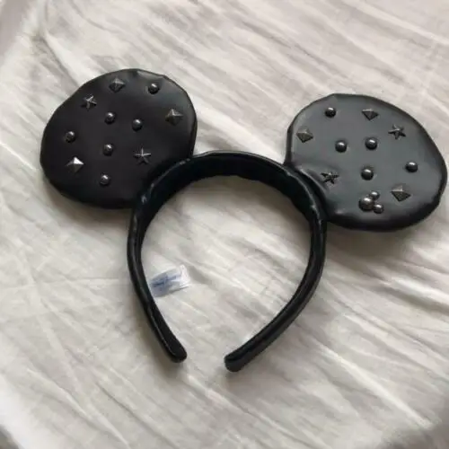 Tokyo Resort Headband MICKEY MINNIE Black PU COOL Studs Ears HairBand Ear headband Rare Gift