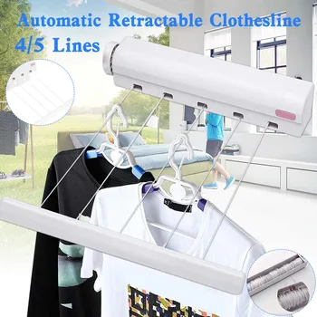 

Automatic Telescopic Four Five Lines Clothes Line Clothes Hanger Drying Rack household accessories 2020 new arrival
