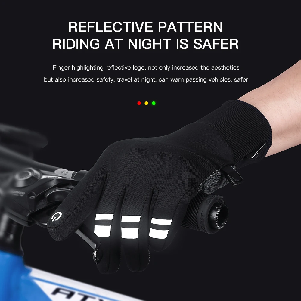 Men Winter Cycling Reflective Gloves Touch Screen Waterproof Windproof Bicycle Sports Mitten Warm Motorcycle Ski Riding Gloves