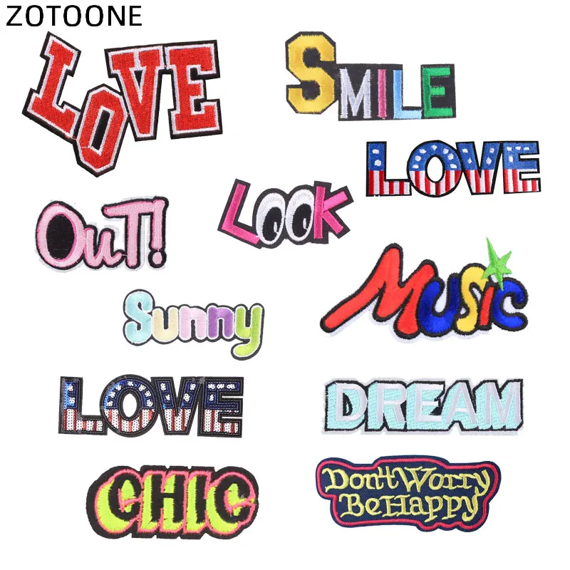 Нашивки ZOTOONE с вышивкой и надписью для футболки термоклейкая нашивка LOVE SMILE Stripe