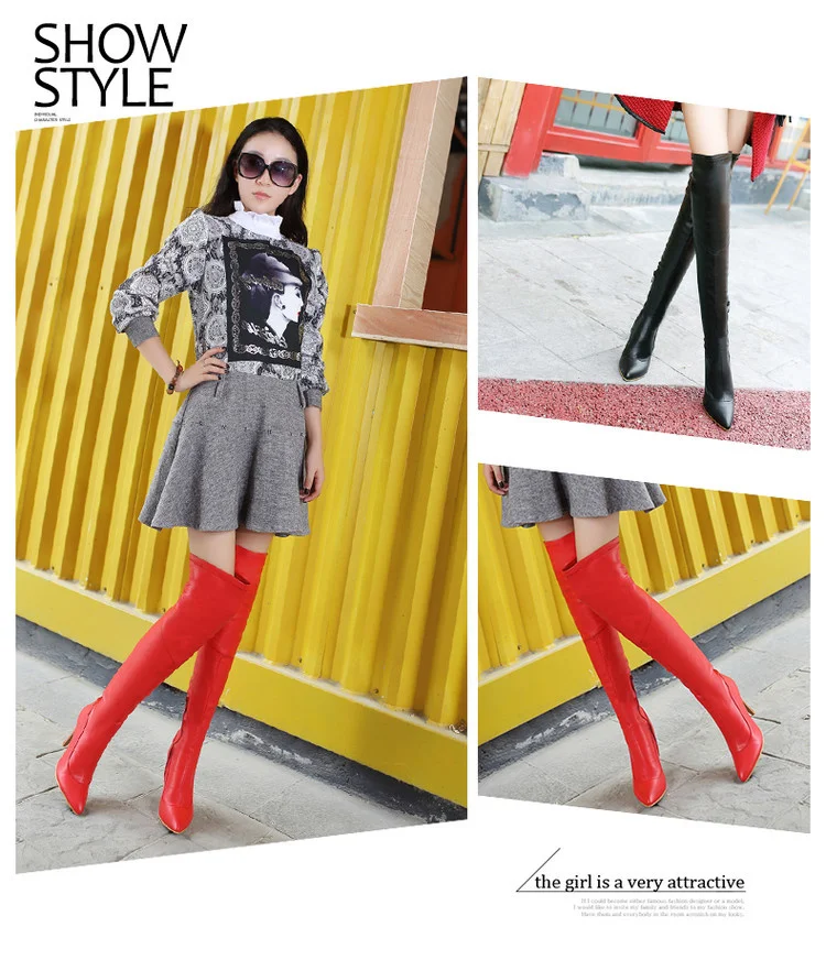 Women Pole Dance Shoes Woman Dancing Boots 2019 Fine Heel High Solid Color Round Head Over Knee Boots Elastic Thin Leg Tube