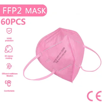 

60PCS Face Mask FFP2 Mouth Caps Filter KN95 Mask Anti Dust Face Mouth Masks Mascarillas KN95 Facial FFP2 Masks Dustproof Muffle