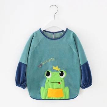 

Children's smock long sleeve baby dinner bib waterproof anti-dirty kids apron autumn and winter baby