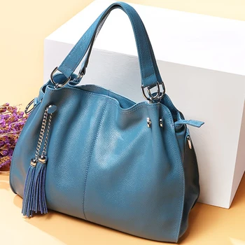 

Fashion Brand Women Tassel Handbags 100% Cow Leather Bag Female Leather Genuine Shoulder Bags High Quality Leather Tote