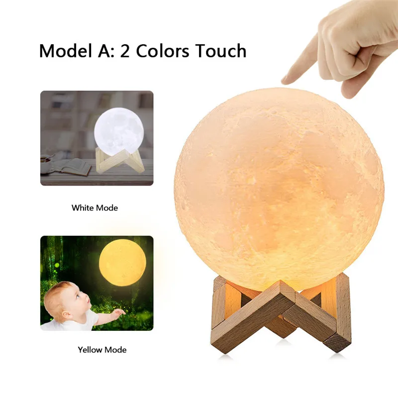 Moon Lamp 3D Print LED Night Light Touch Children's Bedroom Decoration RGB Dimmable 16 Colors Changing for Kids Birthday Gifts bathroom night light Night Lights