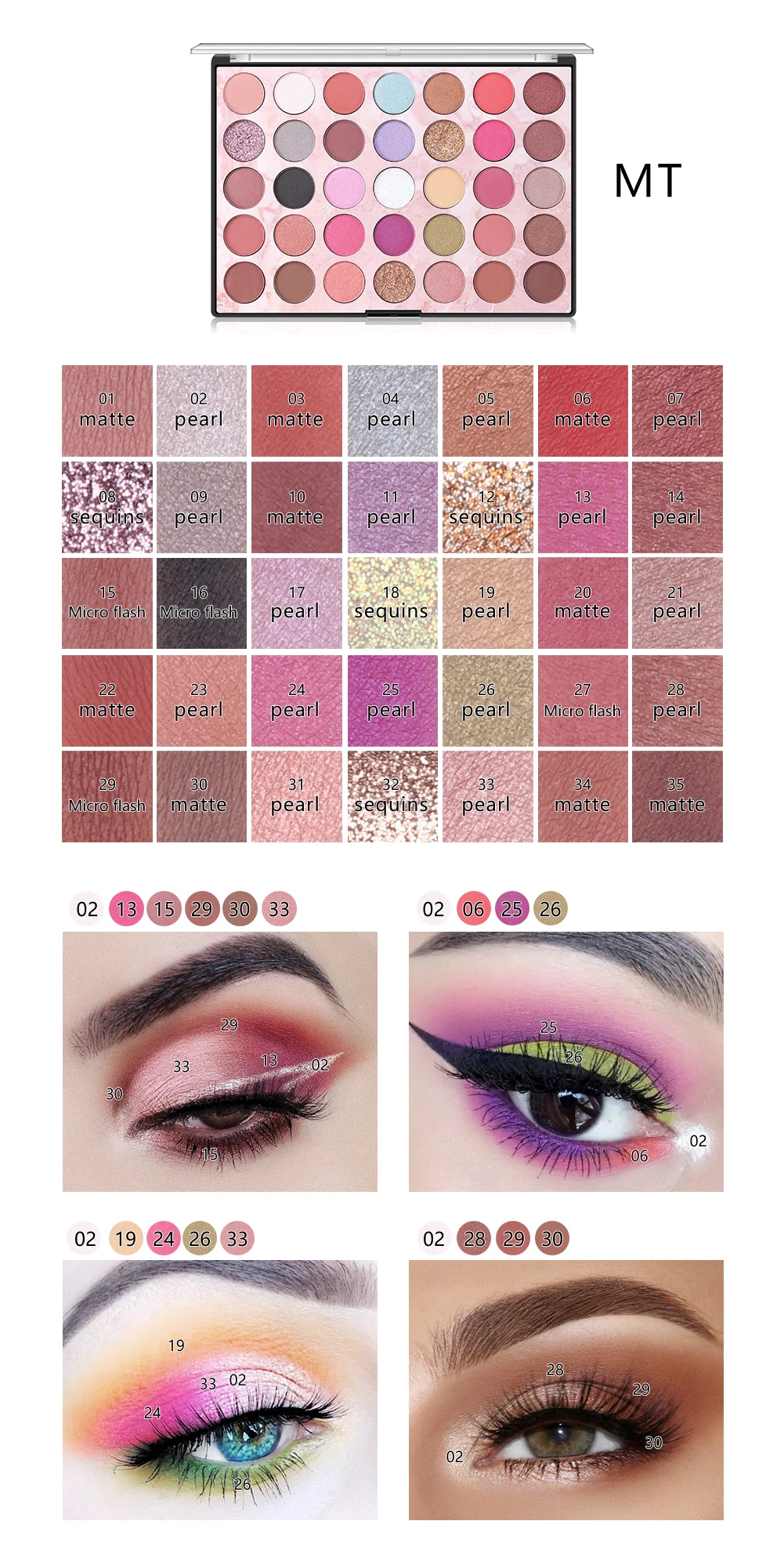 MISS ROSE 35 Colors matte eyeshadow pallete eye shadow glitter eyeshadow nude eye shadow palette makeup pallete sombras TSLM1