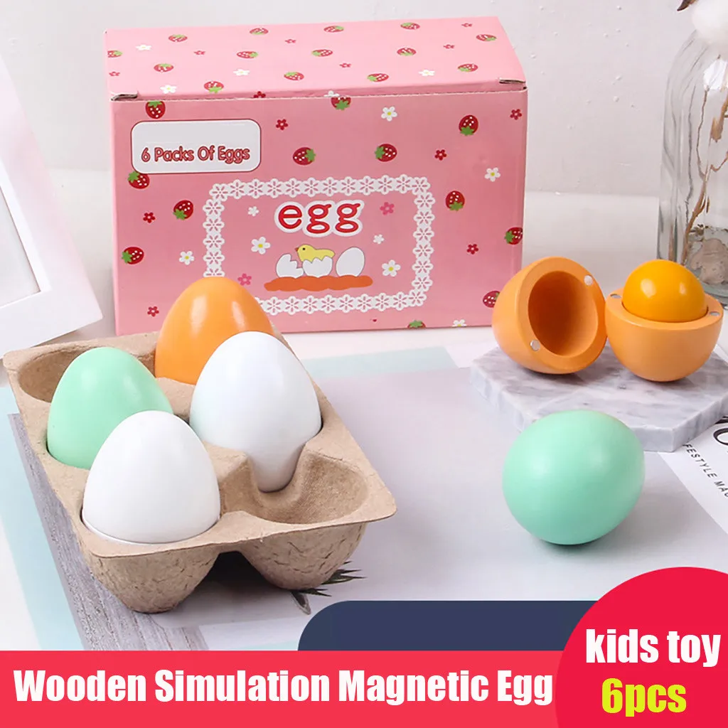 

Kids Early Education Wooden Learning Toys For Children Simulation Magnetic Egg Kitchen Cutting Food Pretend Role Play Game W919