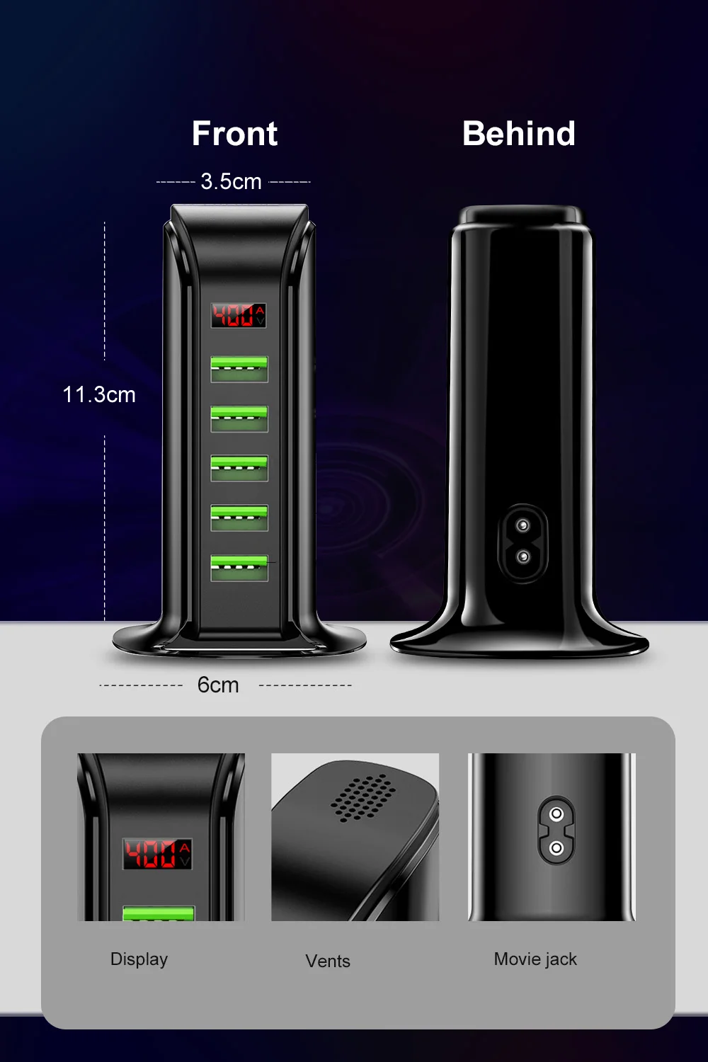 USB Charger 5 Port HUB LED Display Multi USB Charging Station Dock Universal Mobile Phone Desktop Wall Home Chargers EU US