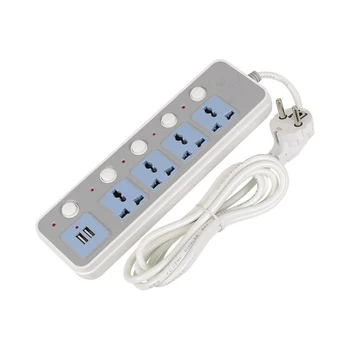 

New Smart Power Strip 10 A Fast Charging 2 USB Extension Socket Plug 4 Standard Socket Adapter UK EU