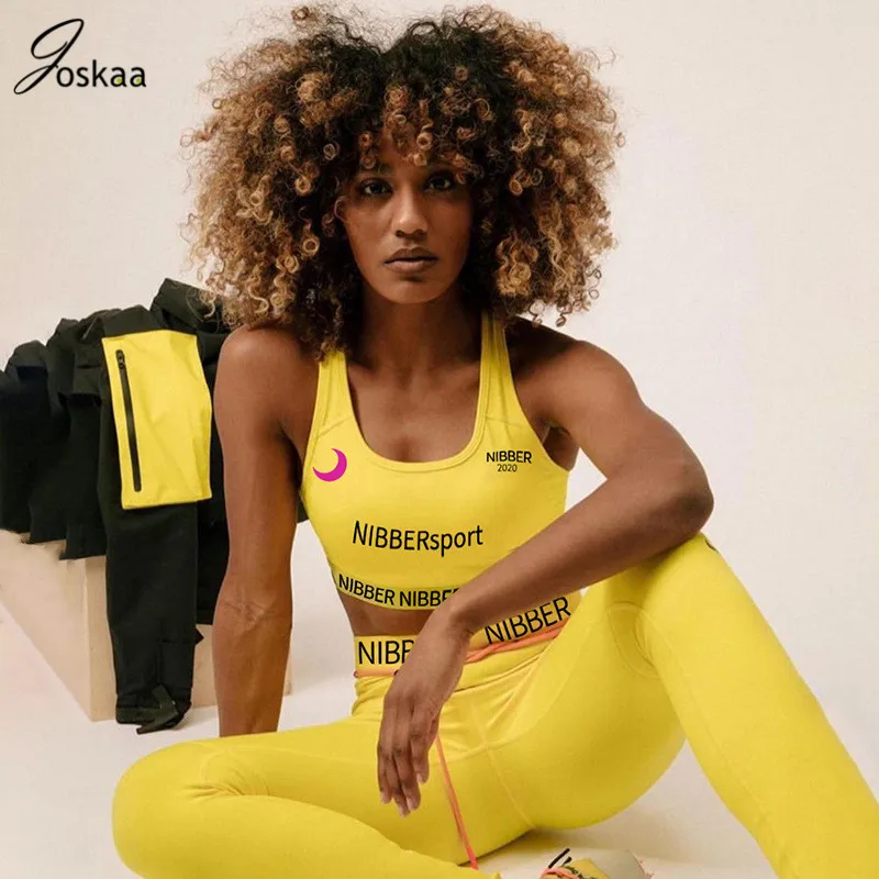 

Joskaa Letter Print Two Piece Set Activewear Sports Sets 2 Piece Set Women Tank Top And Long Pants Outfits Tracksuit Sportwear