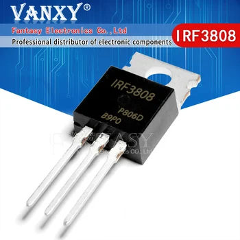 Transistor MOS FET TO-220 IRF3808PBF, nuevo, 10 Uds.