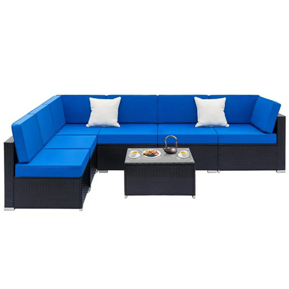 

Fully Equipped Weaving Rattan Sofa Set with 1pcs Corner Sofas & 4pcs Single Sofas & 1 pcs Coffee Table Black