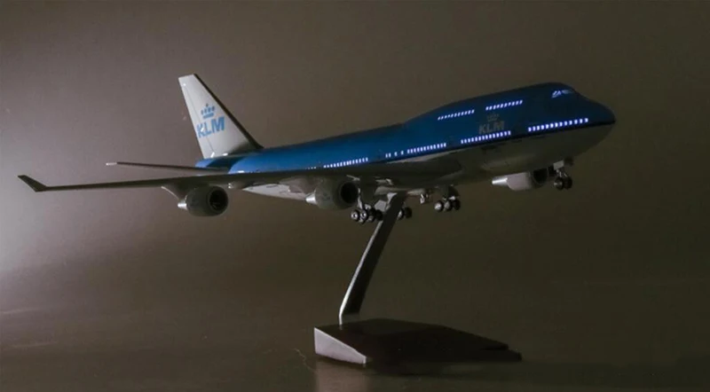 1/157 масштаб 47 см самолет Boeing B747 KLM королевский синий белый модель голландских авиалиний W светильник колесо литье под давлением пластиковая Смола самолет