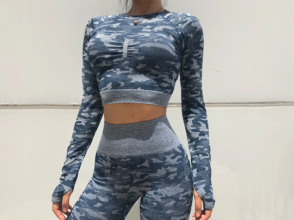 Camisetas Женские топы для йоги и фитнеса Рабочая Рубашка с длинными рукавами с открытой спиной укороченный топ для бега Excsice рубашка
