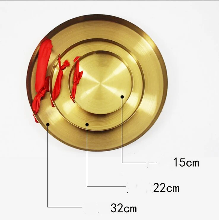 Chinese Gong Instrument Diameter 15/22/32 cm Chinese Copper Gong Hand Gong Opera Percussion with Beater