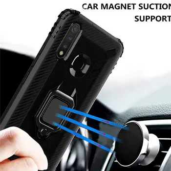 

For Vivo Y19 Z5i Case Cover Finger Ring Protective Phone Shell Coque Magnetic Kickstand Armor For Vivo U3 U20 Fiber Pattern Case