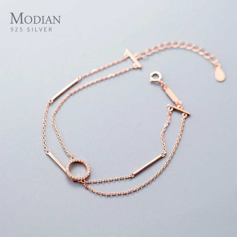 Modian 925 Стерлинговое Серебро геометрической формы палка Сияющий циркон круглый