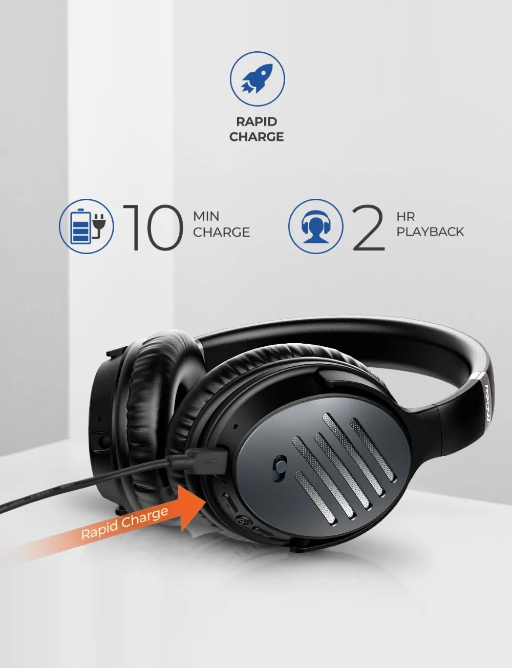 Mpow H16 беспроводные Bluetooth наушники с активным шумоподавлением гарнитуры с глубоким басом звук Быстрая зарядка 30 часов время игры