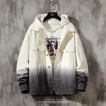 

Autumn Man Gradual Change Color Cowboy Loose Coat Student Trend Clothes 2019 Leisure Time Men's Wear Jacket