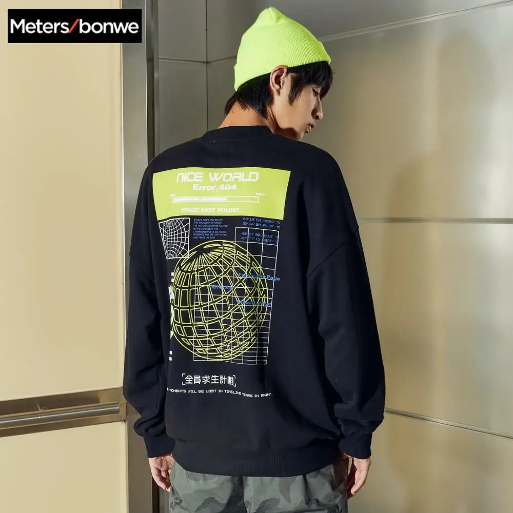 Metersbonwe новая весенняя Мужская толстовка высокого качества свободная большая толстовка с принтом модные тренды Мужская толстовка для скейтборда