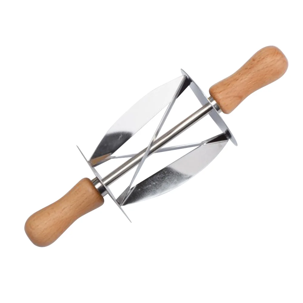 Нержавеющая сталь круассан хлеб тесто резак роликовые колеса тесто Кондитерские деревянная ручка ножа кухонный нож для выпечки 4