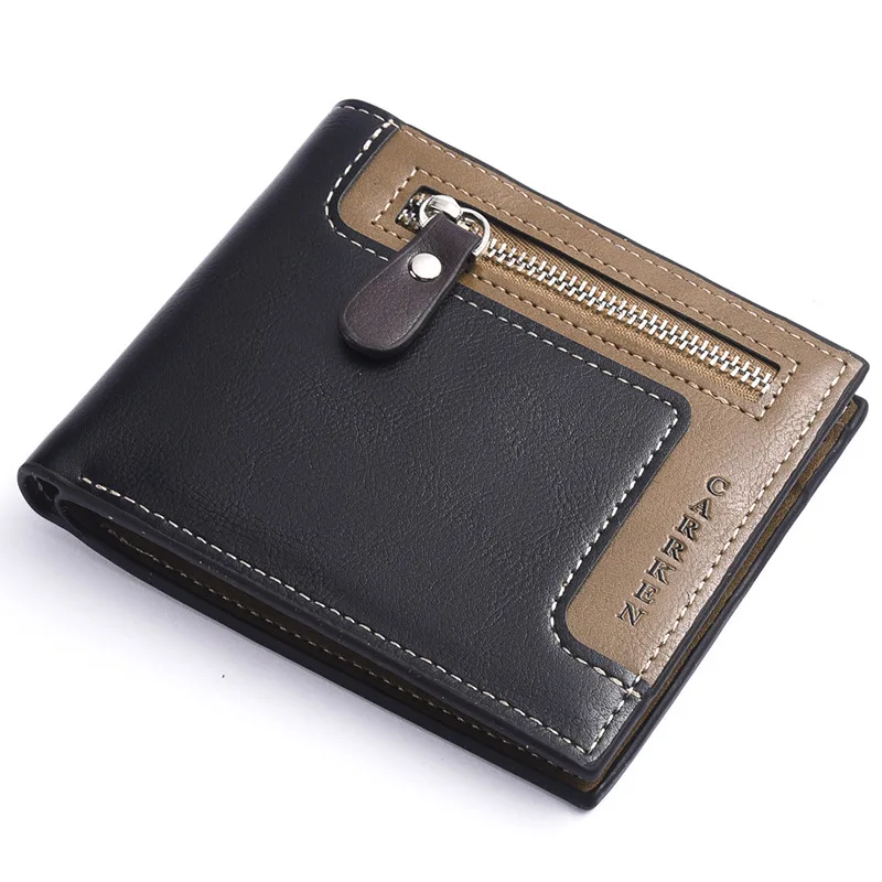 

Hot Fashion Leather Men Wallet with Coin Pocket Wallet ID Card Holder Purse Clutch with Zipper Men Wallet Vintage Business Purse