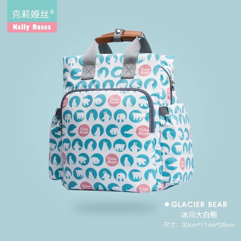 Aboutbaby, модная сумка для подгузников для мам и мам, большой дорожный рюкзак для кормления, дизайнерская сумка для детских колясок, рюкзак для детских подгузников - Цвет: Glacier Bear